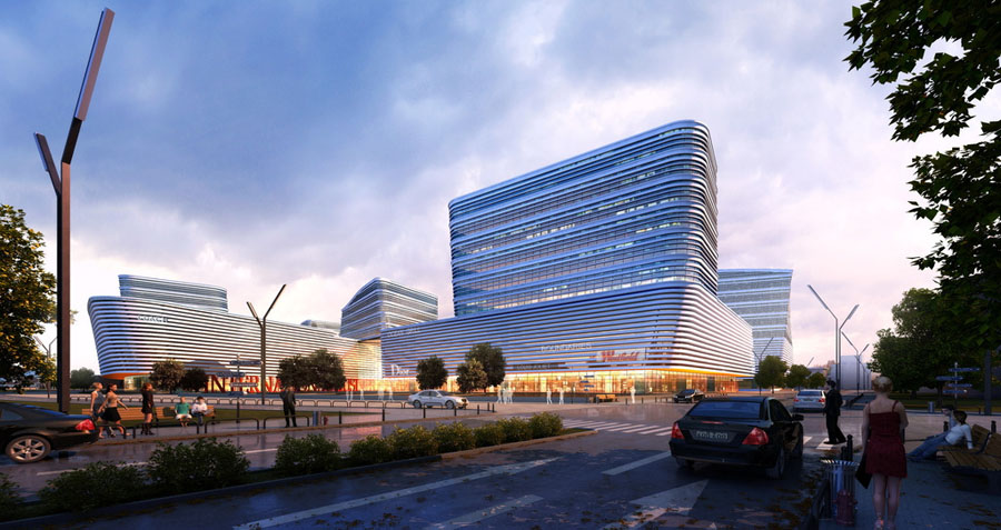 小型商场外观设计案例,商场建筑设计图纸及效果图大全