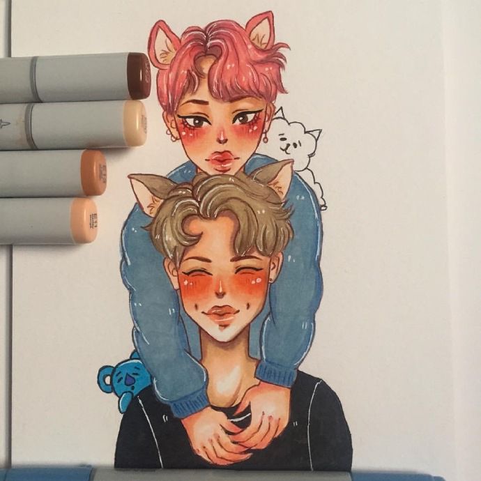 马克笔绘画动漫人物图,画画动漫人物马克笔手绘教程古风