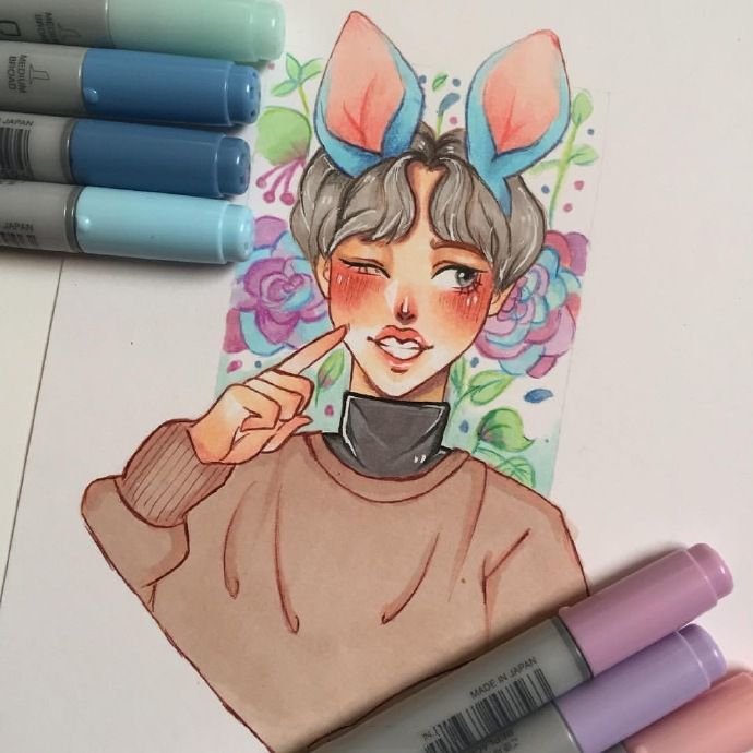 马克笔绘画动漫人物图,画画动漫人物马克笔手绘教程古风