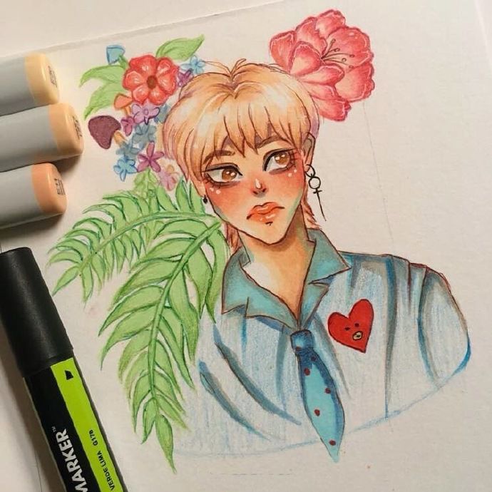 马克笔绘画动漫人物图,画画动漫人物马克笔手绘教程古风