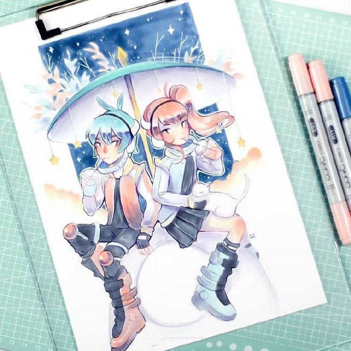 马克笔绘画动漫人物图,画画动漫人物马克笔手绘教程古风