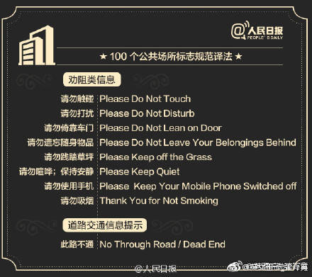 知识帖,各种公共场合的标牌用英语怎么说