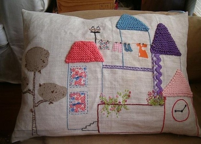 刺绣抱枕自己绣教程,别有风情丝带绣抱枕入门教程