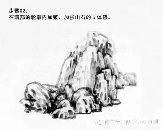 白崇然山水画山石画法合集,学院山水画山石画法