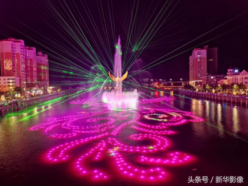 陕西凤县音乐喷泉灯光秀,凤县凤凰喷泉今晚开放不