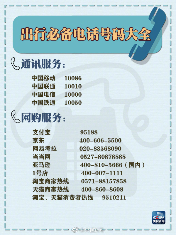 出行常用手机号码,新手必备的12个电话