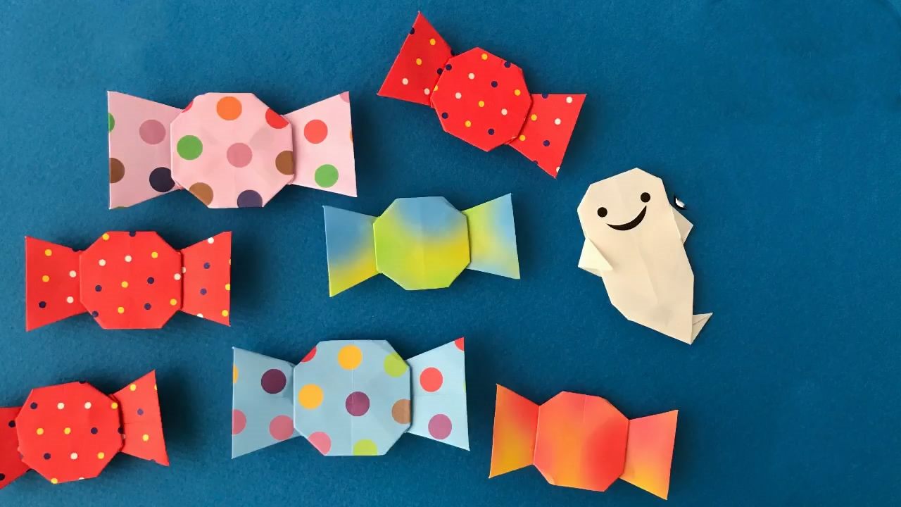 折纸糖果手工方法,用正方形装糖果的大袋子折纸