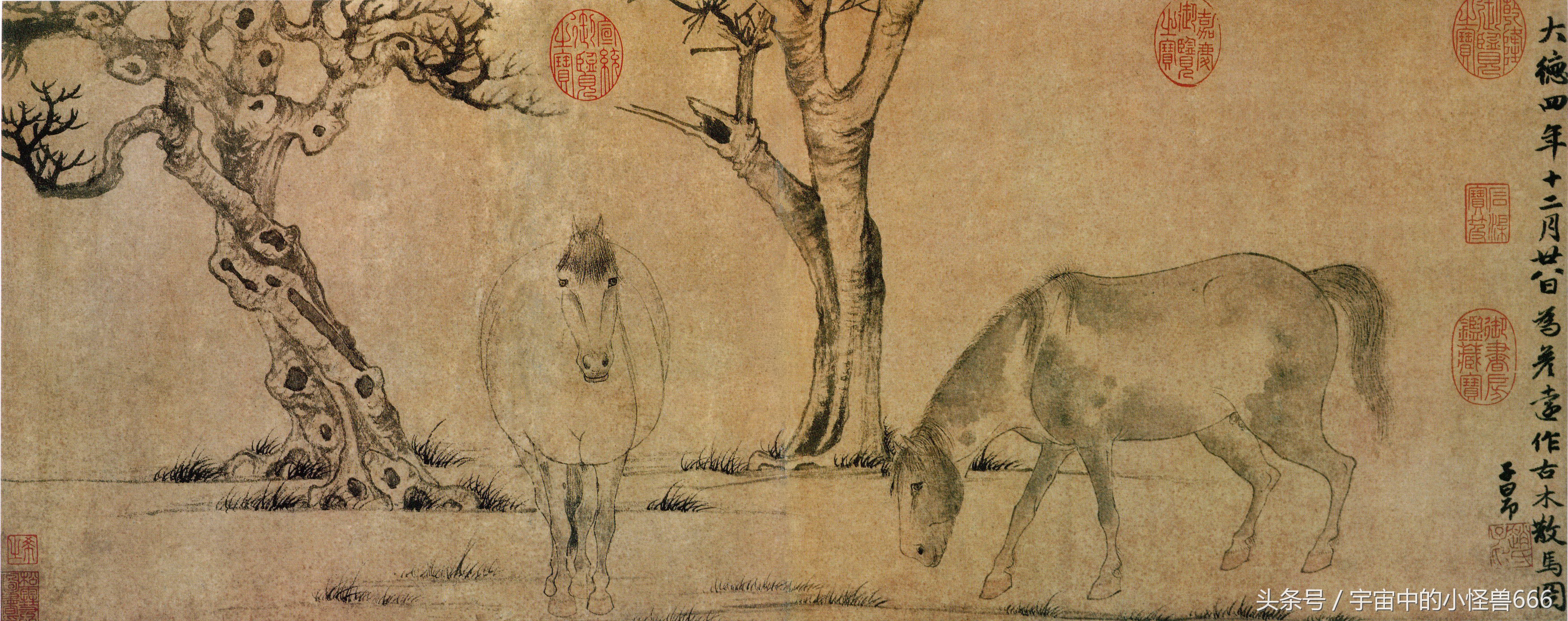 赵孟頫红衣罗汉图高清大图,元代赵孟頫山水画高清