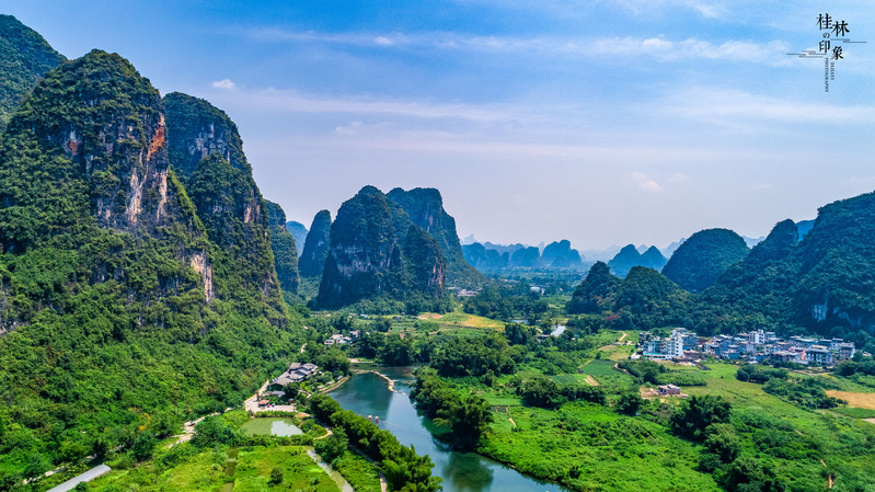 桂林阳朔遇龙河竹筏漂流,桂林阳朔遇龙河竹筏漂流路段