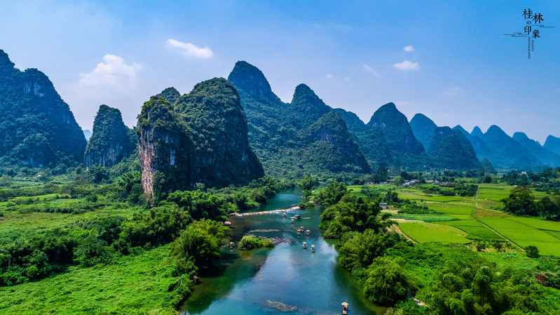 桂林阳朔遇龙河竹筏漂流,桂林阳朔遇龙河竹筏漂流路段