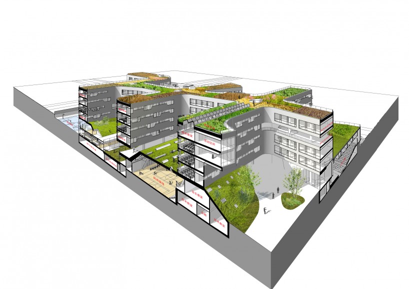 北京四中房山校区外景,北京四中房山校区内部实景图