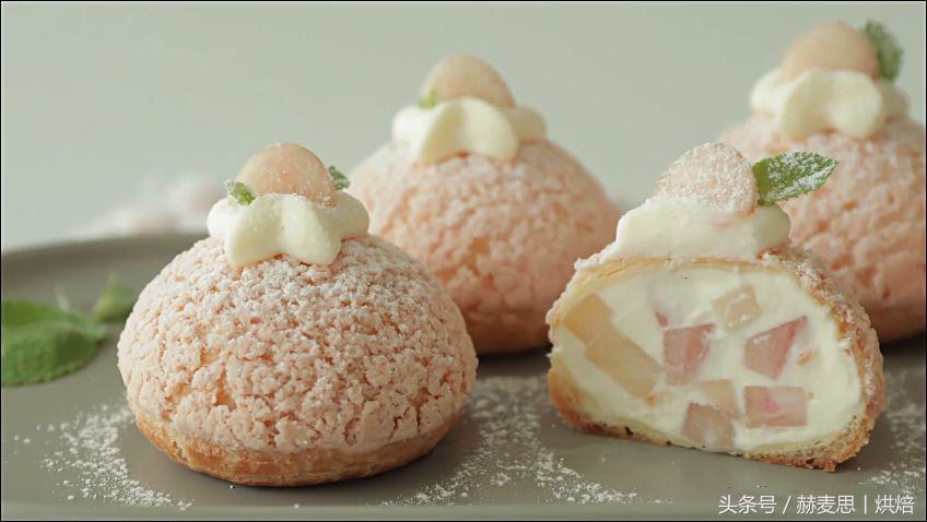 水蜜桃大泡芙,超过100个赞的美食