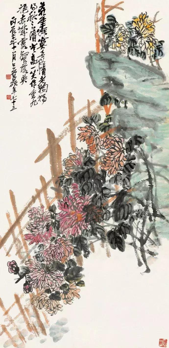 吴昌硕菊花国画作品欣赏,吴昌硕画的菊花