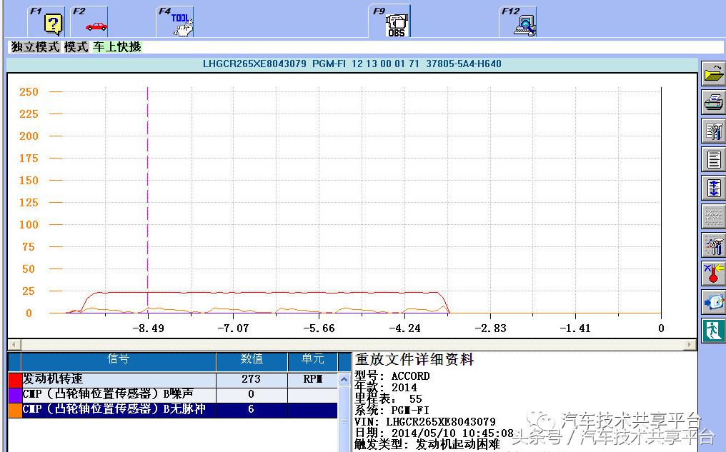 雅阁九代停车启动后熄火,本田雅阁九代半行驶中突然熄火