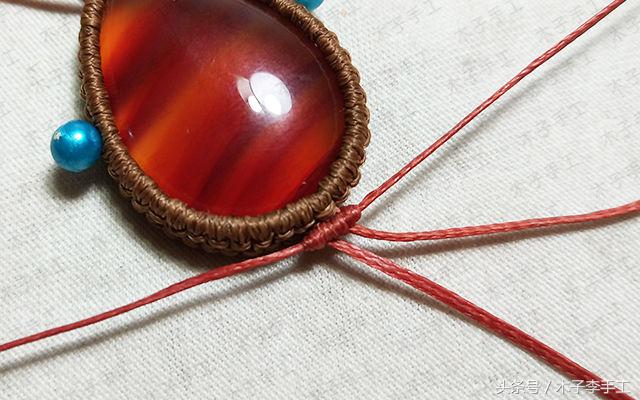石头吊坠穿珠子编绳教程,尖晶石小吊坠编法