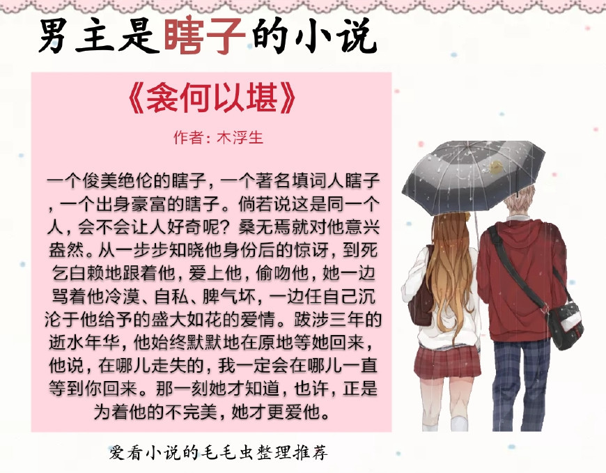 5本男主是瞎子的小说，不管你长得好不好看，他爱的只有你这个人