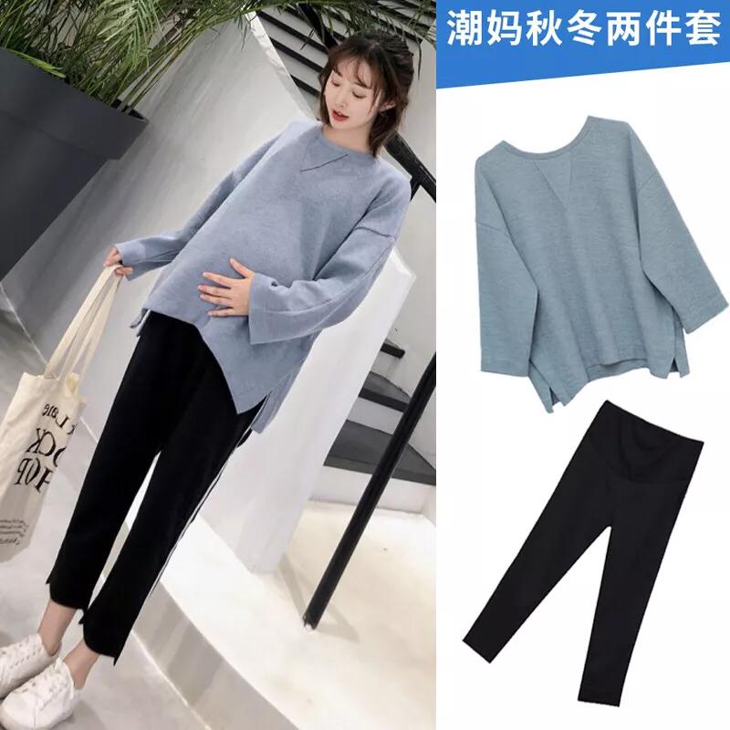 孕妇潮流时髦孕妈套装,孕妈减龄套装春夏