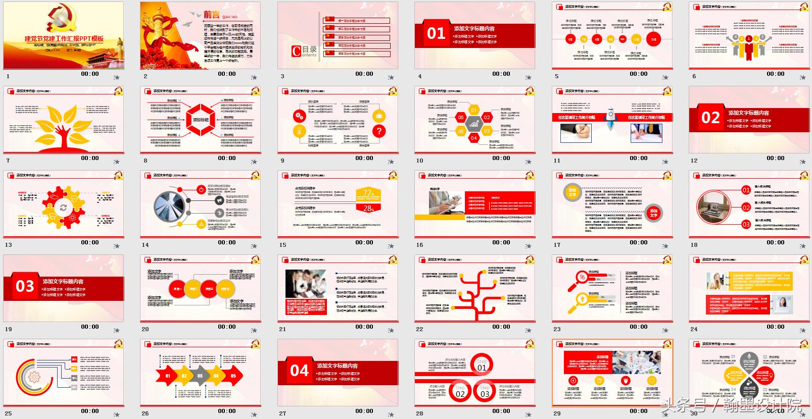 党建红色大气ppt模板,党建ppt模板免费完整版