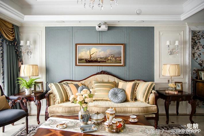 水蓝+太妃糖色,200m²大house尽显美式优雅主义