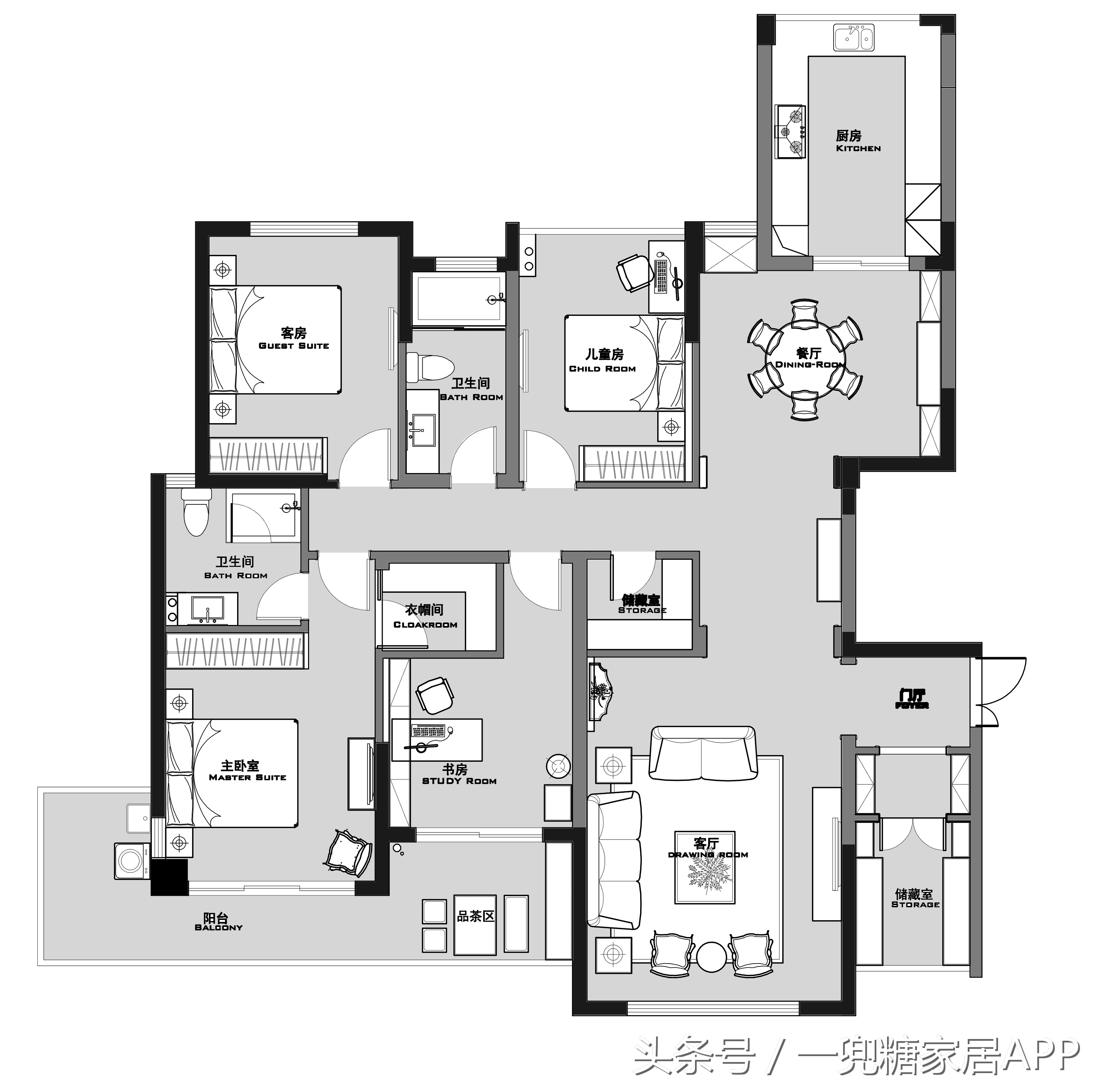 水蓝+太妃糖色,200m²大house尽显美式优雅主义