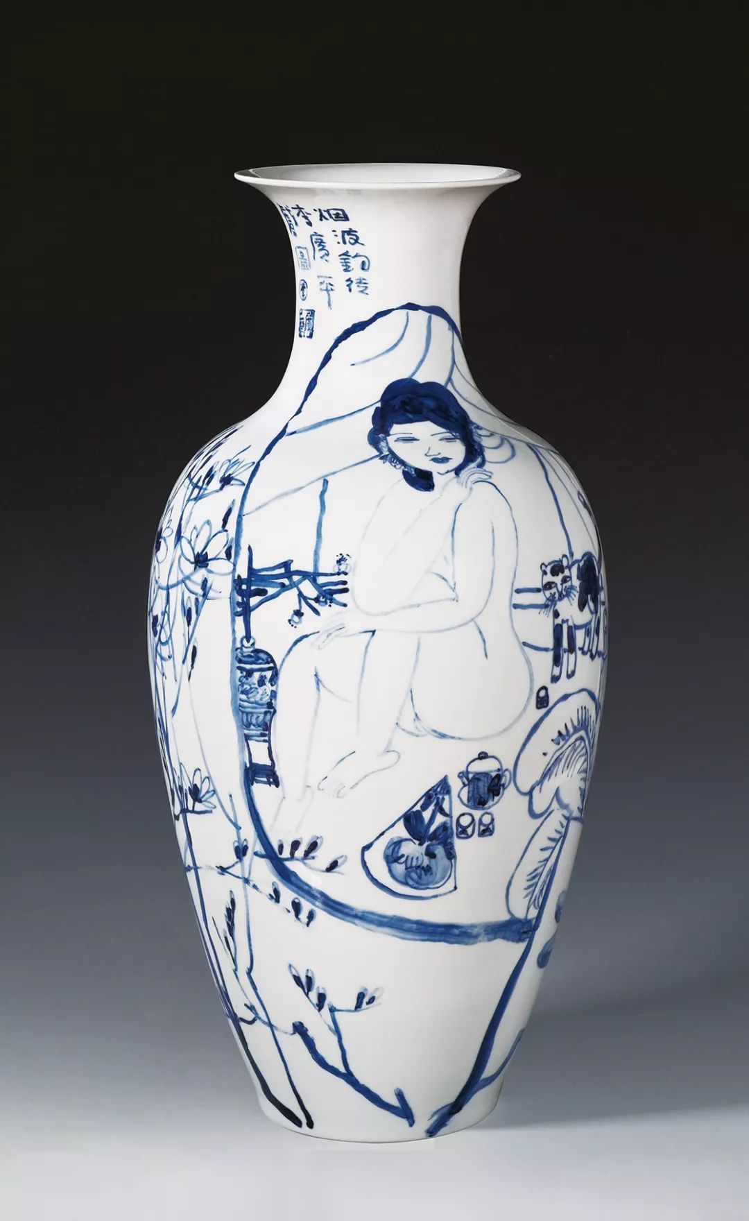 古涧一枝梅,梅兰竹菊手绘釉上彩瓷板画