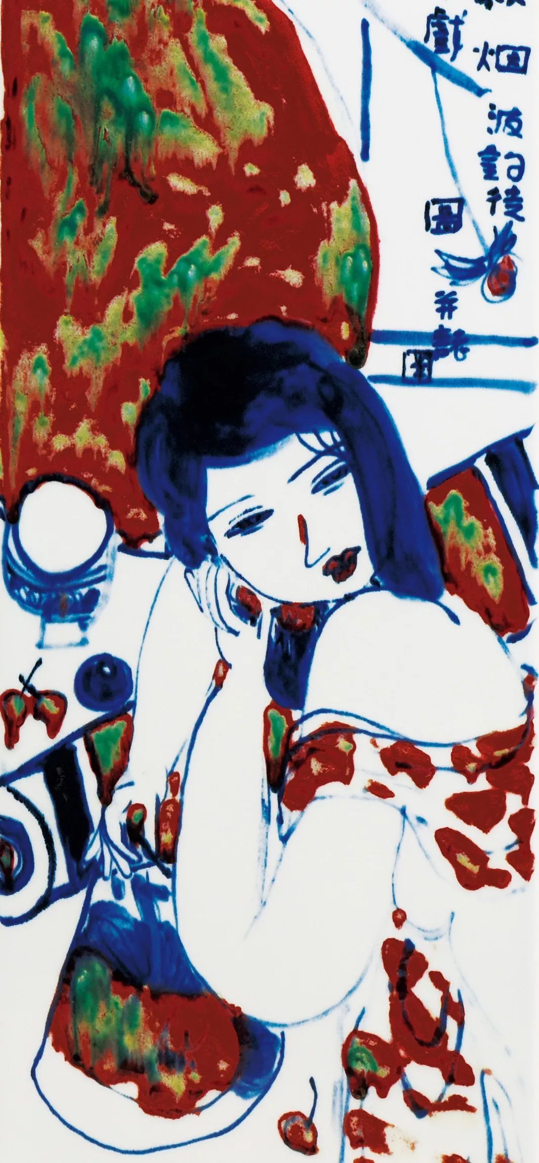 古涧一枝梅,梅兰竹菊手绘釉上彩瓷板画