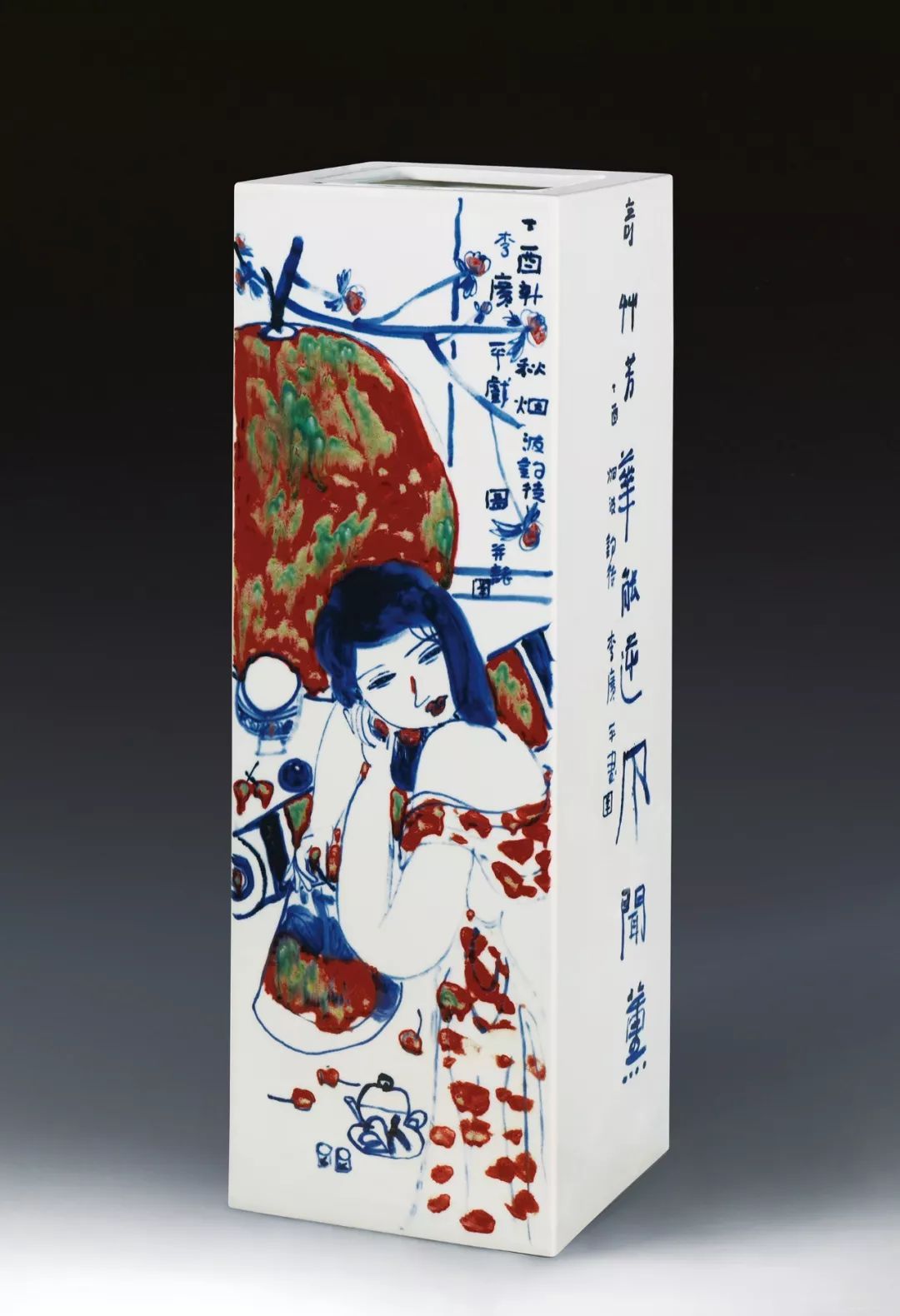 古涧一枝梅,梅兰竹菊手绘釉上彩瓷板画