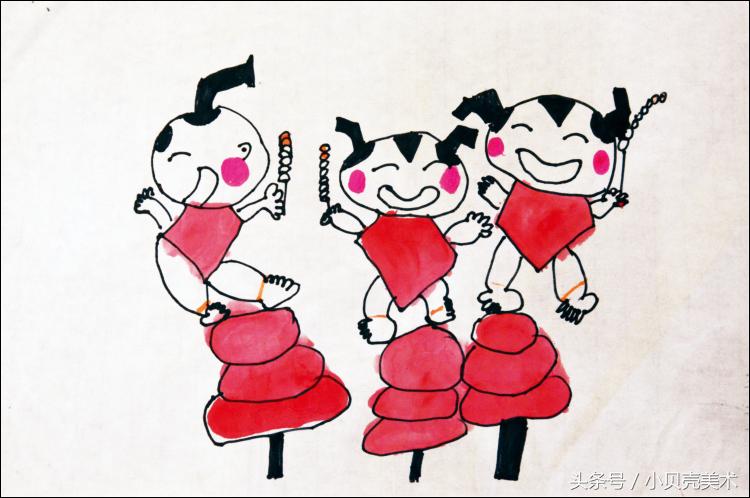 创意美术葫芦娃娃,儿童创意美术绘画冰糖葫芦