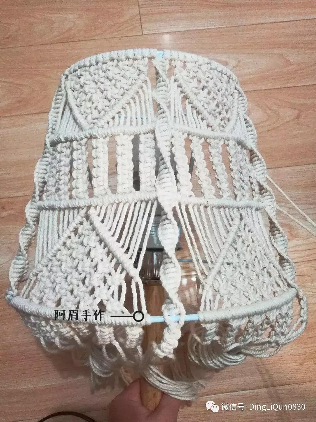 棉线手编吊灯罩教程,绳编灯罩教程