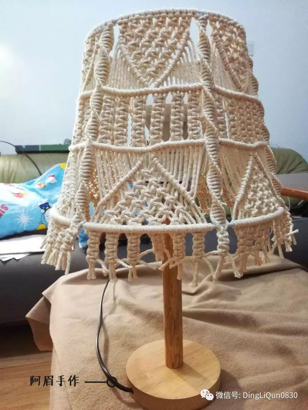 棉线手编吊灯罩教程,绳编灯罩教程