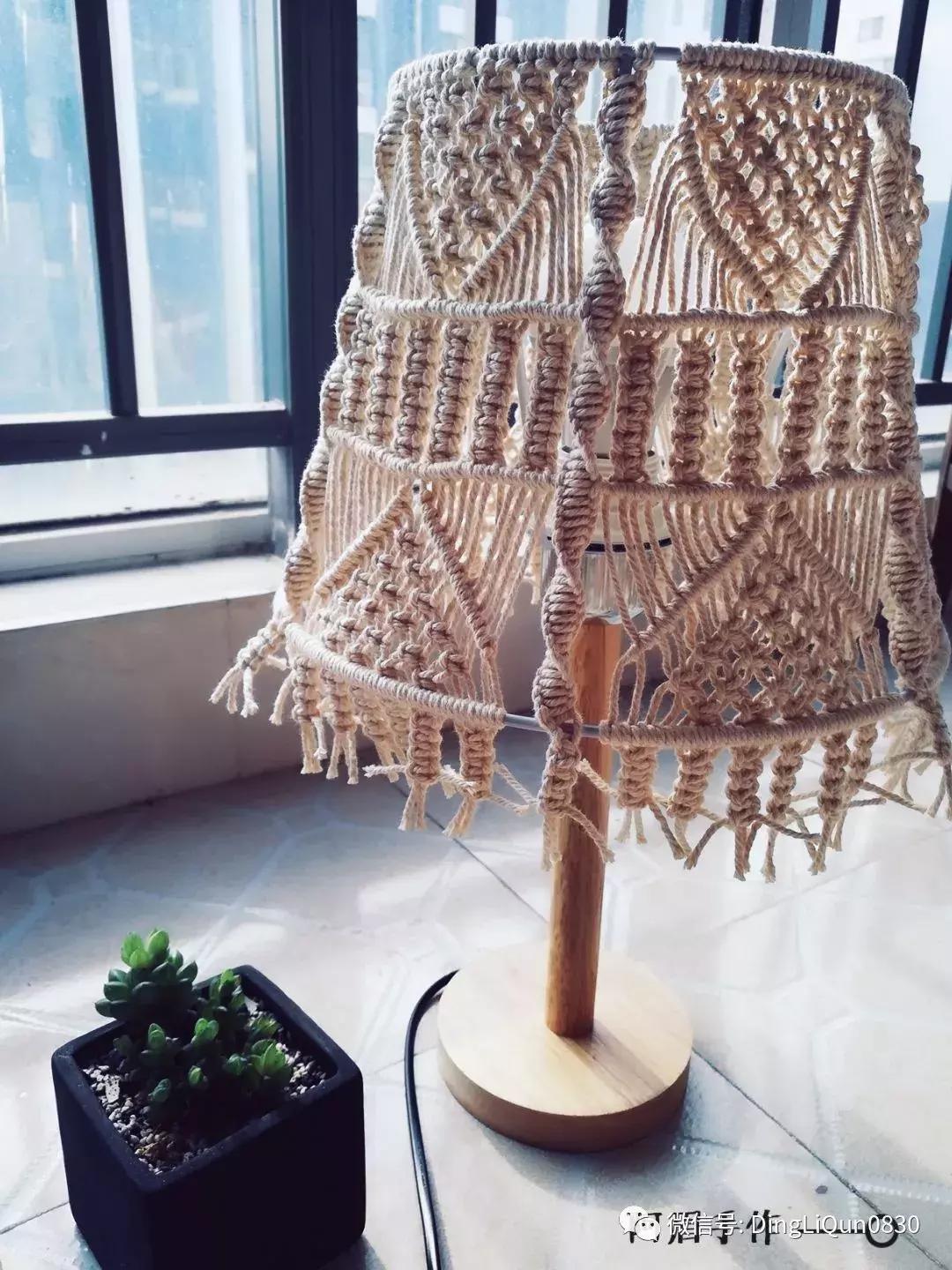 棉线手编吊灯罩教程,绳编灯罩教程