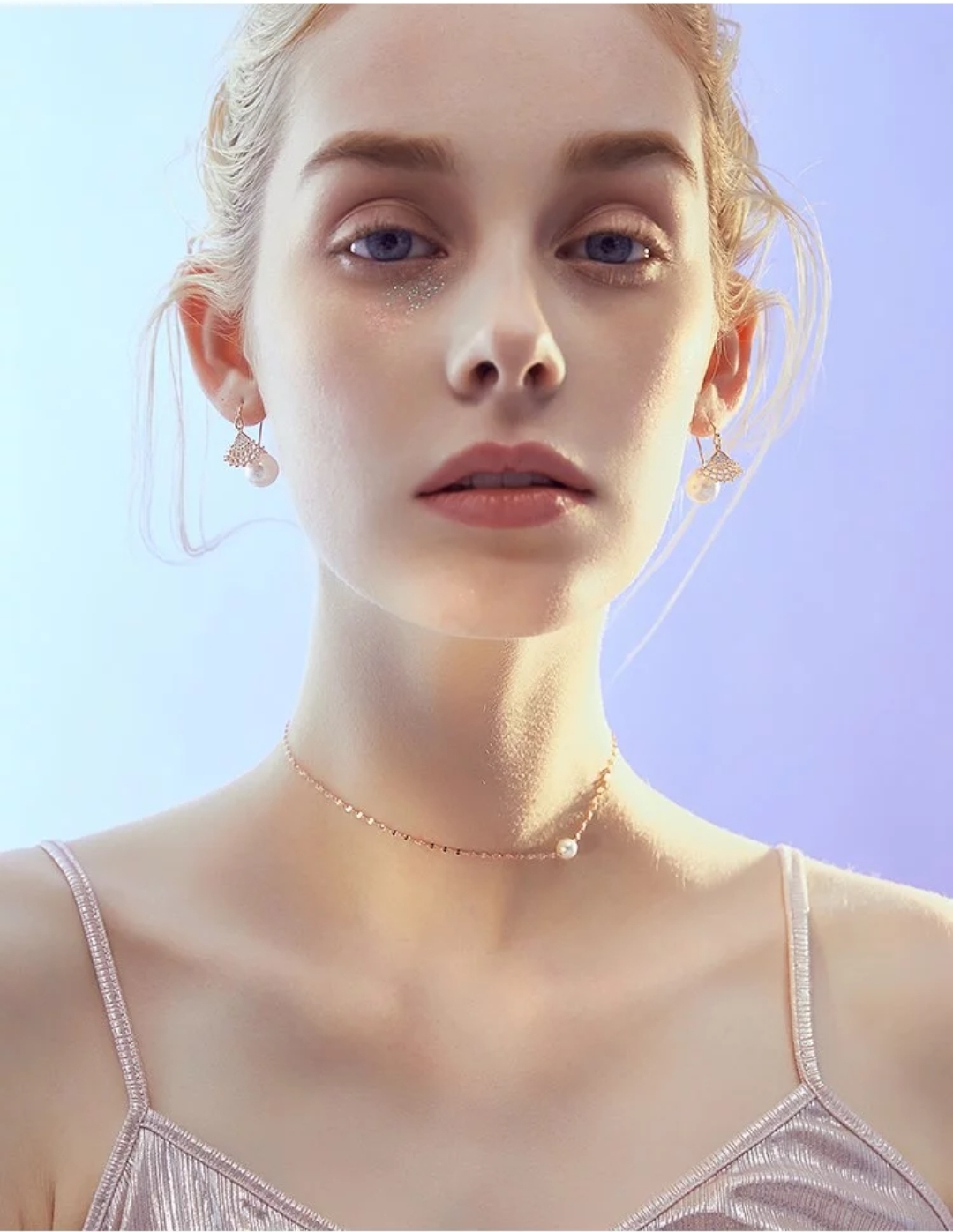 圆脸脖子短适合的锁骨链,高级时尚锁骨链百搭