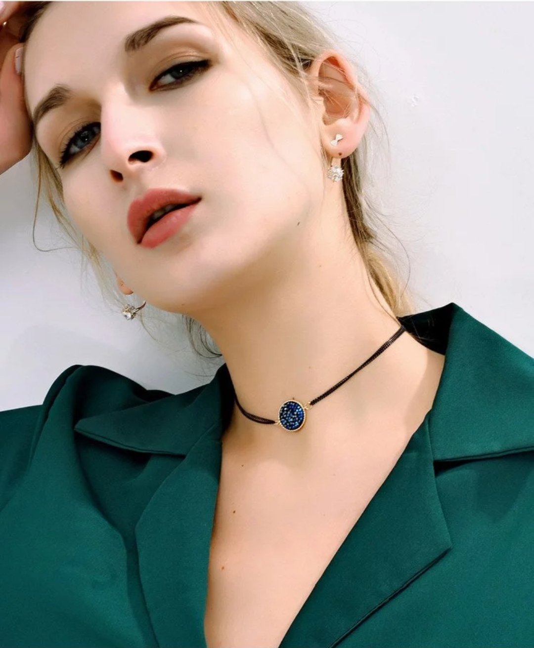 圆脸脖子短适合的锁骨链,高级时尚锁骨链百搭