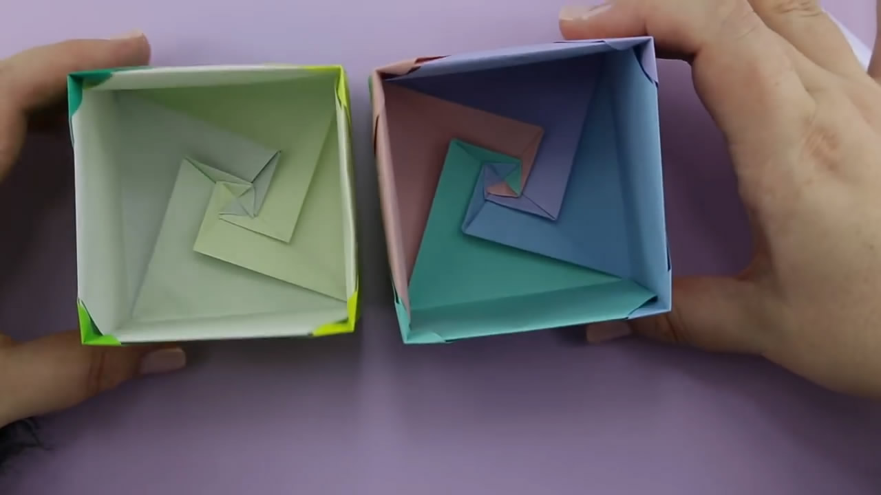 手工折纸小盒子简单实用,折纸猫耳小盒子收纳盒