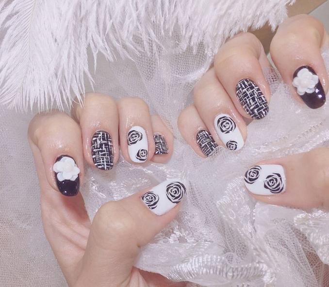 秋冬气质美甲显白法式,美甲调色秋冬短款美甲