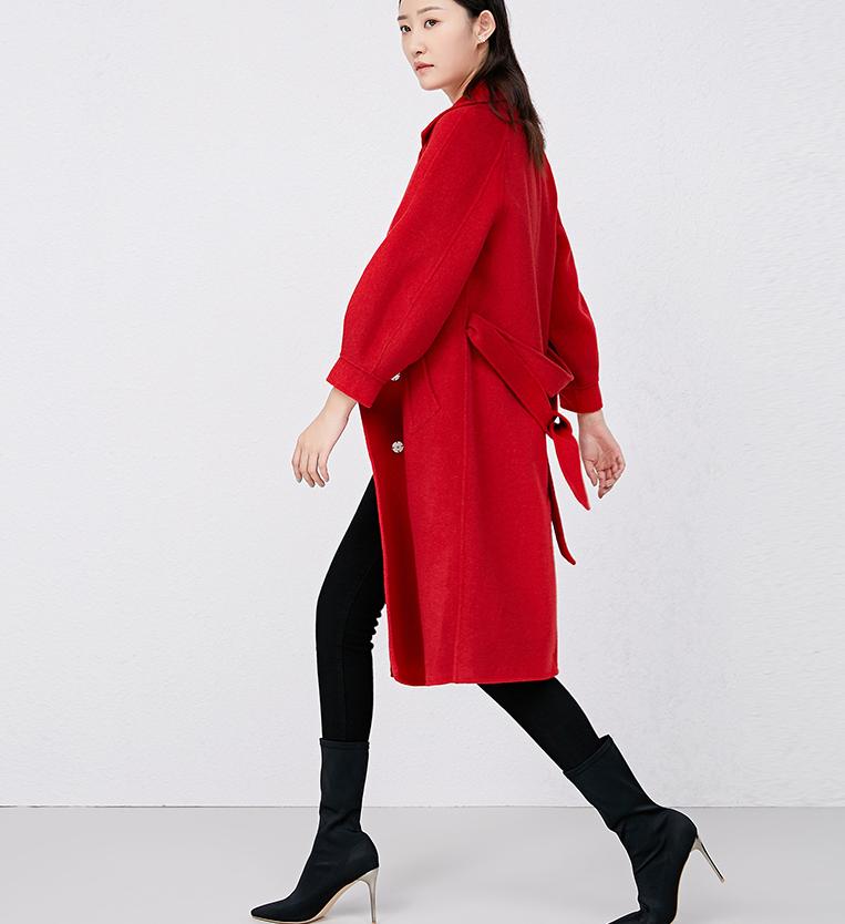 秋冬红色羊绒大衣女,红色大衣推荐秋冬