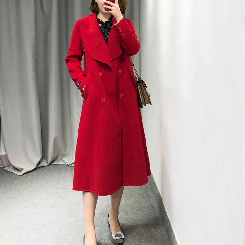秋冬红色羊绒大衣女,红色大衣推荐秋冬