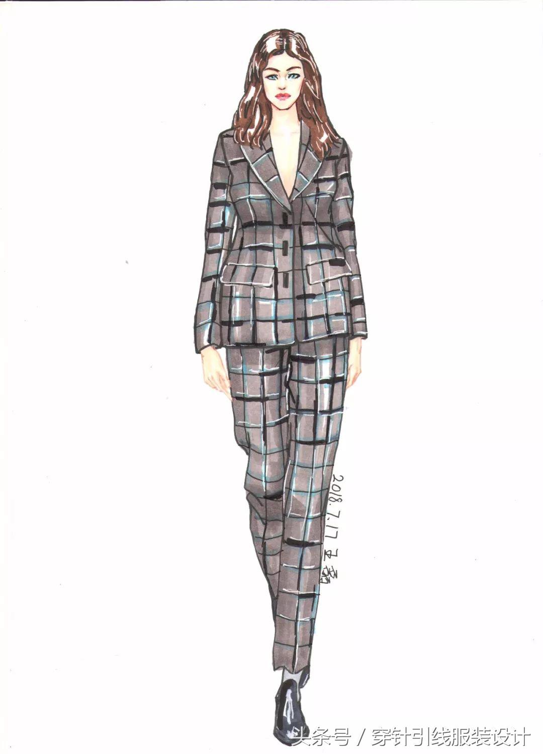 线元素服装款式图画法,y型服装手绘款式图