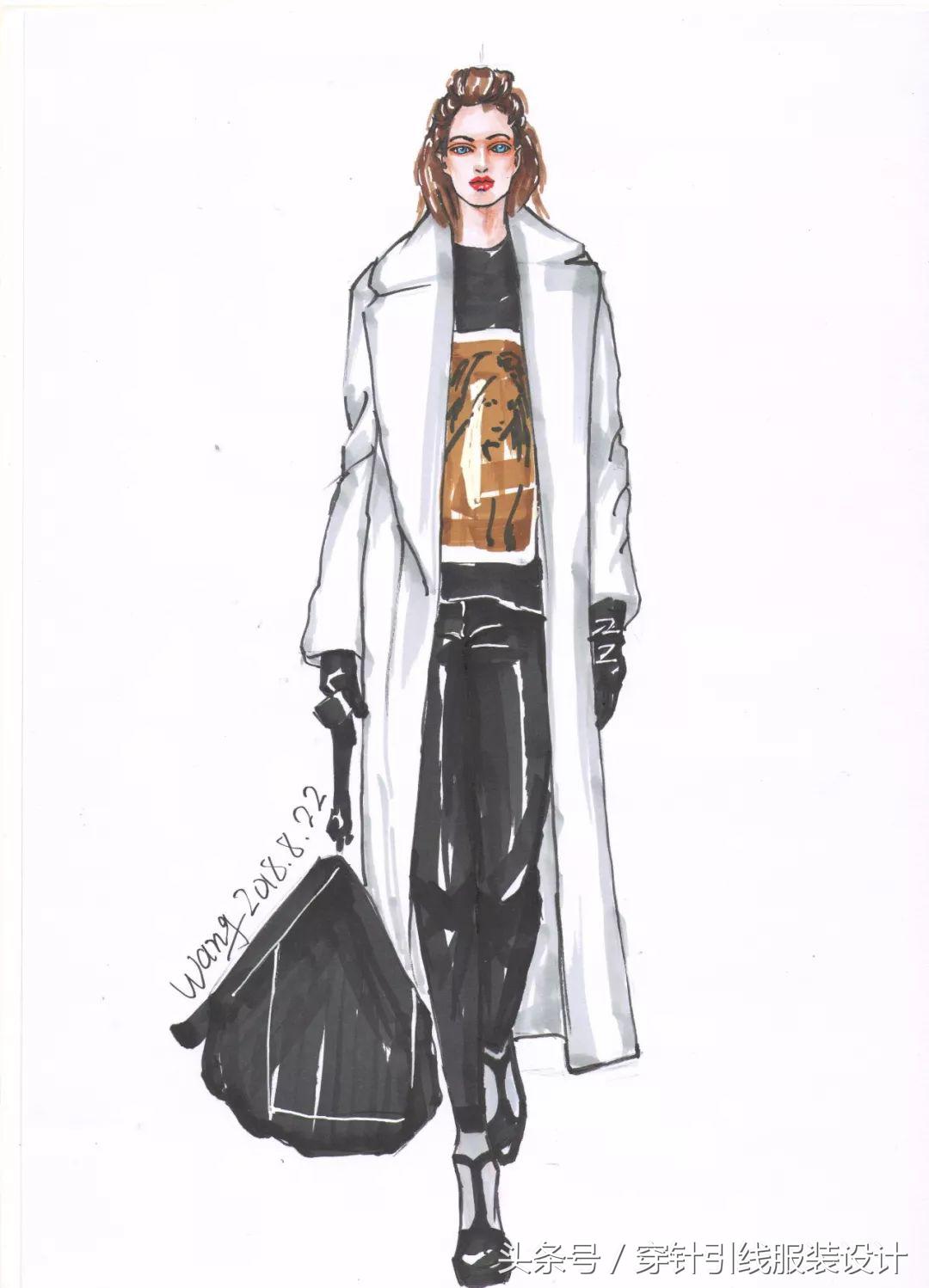 线元素服装款式图画法,y型服装手绘款式图