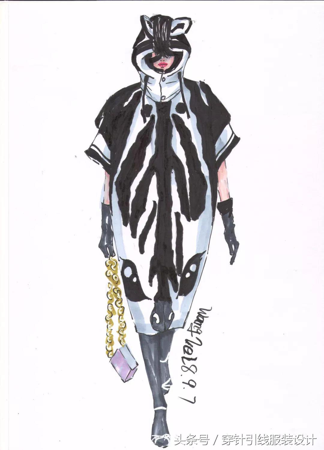 线元素服装款式图画法,y型服装手绘款式图