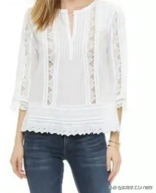 棉麻蕾丝边衬衫,布艺镂空衬衫