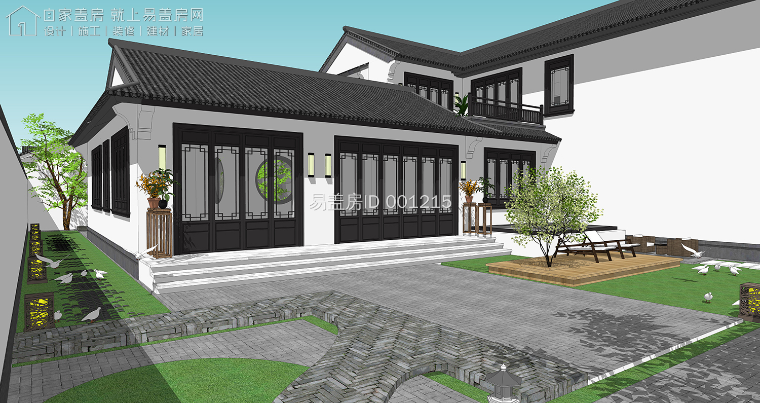 带地下室的二层农村小院别墅,简单大气带庭院的二层乡下房屋