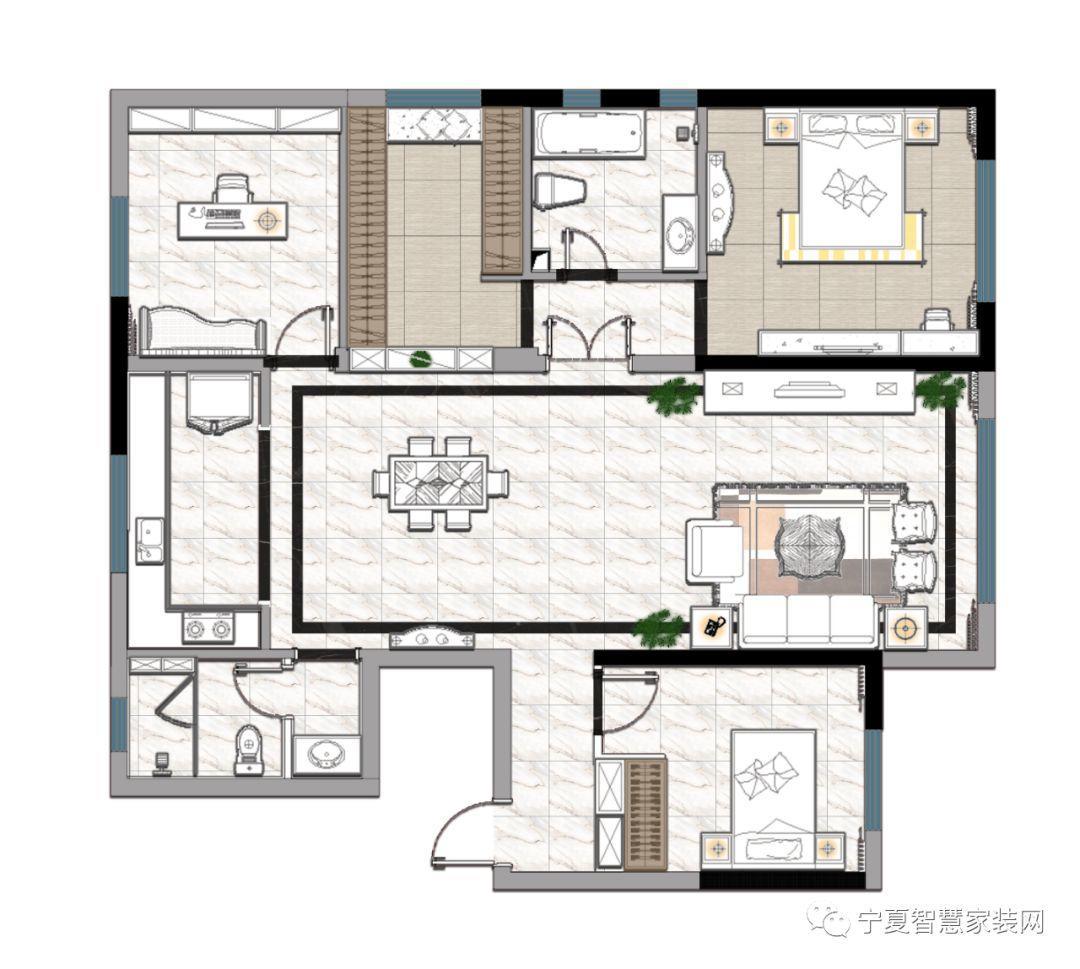 海亮滨河一号中式装修,斯为美装修公司怎么样