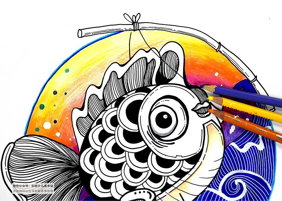 儿童画灯怎么做,鱼灯一年级创意儿童画