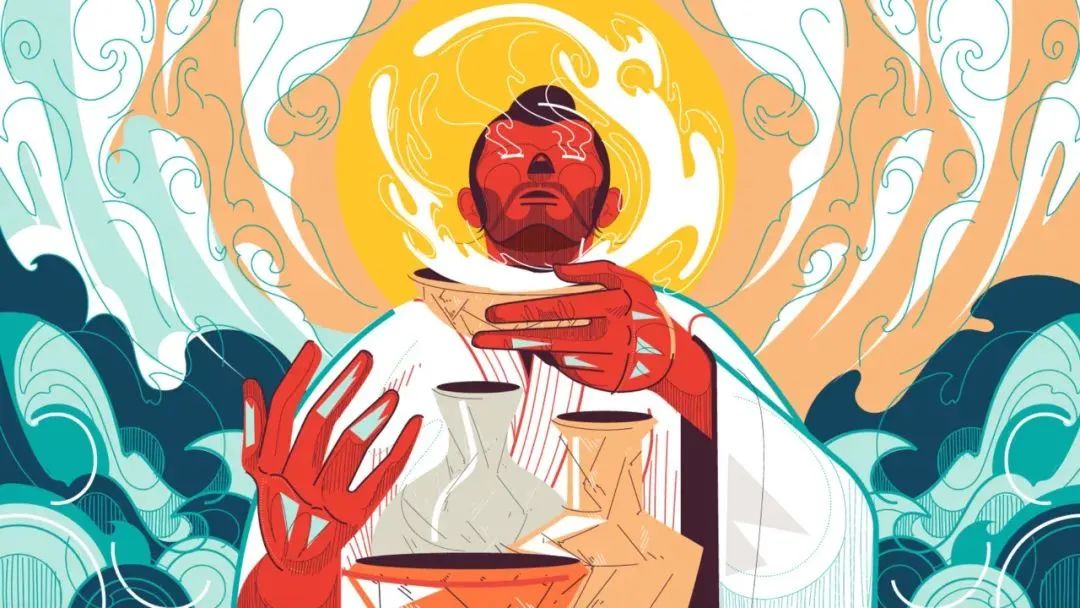 画面冲击感强烈的插画,这种手绘插画是用什么笔画的