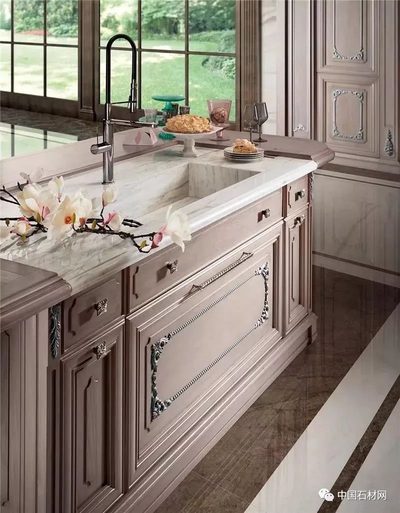 大理石设计厨房,厨房大理石极简风格