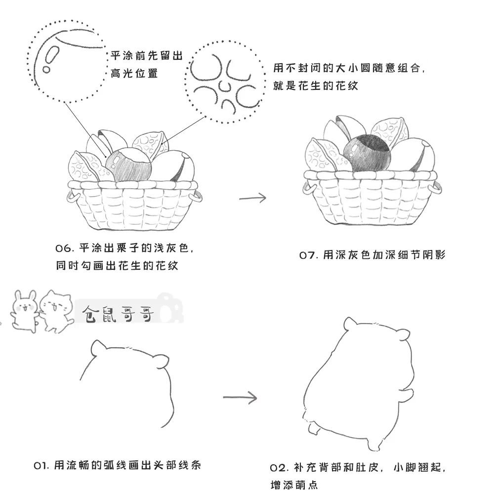 小仓鼠简笔画简单的画法,教你画简笔画小仓鼠只有一厘米长
