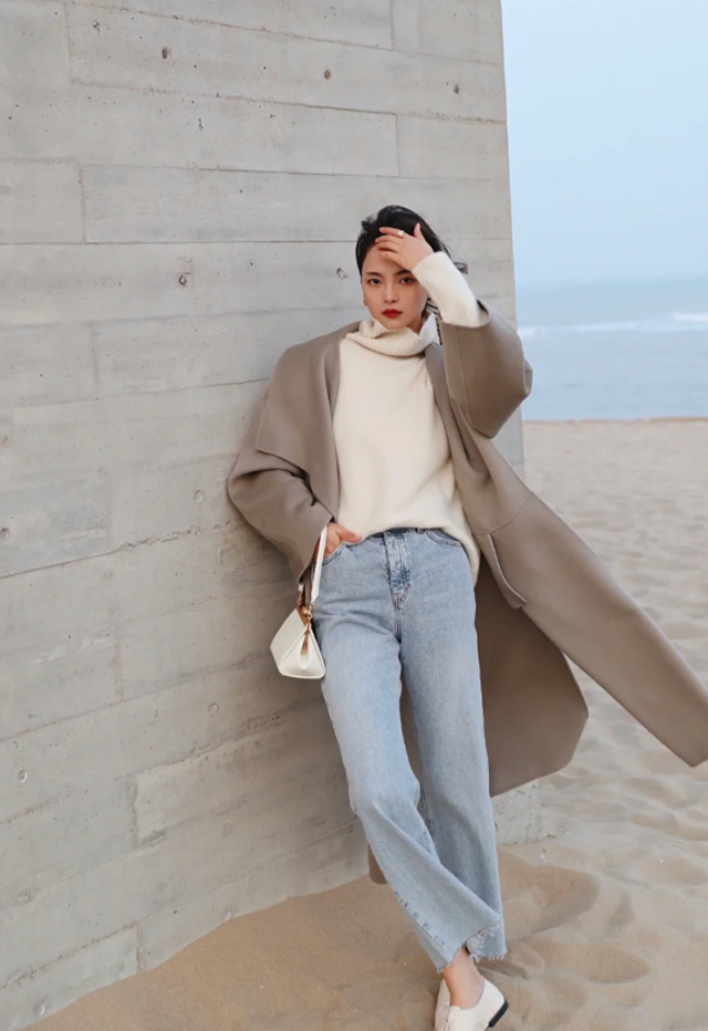 毛呢大衣不加绒,长款双面羊绒大衣怎么搭配好看