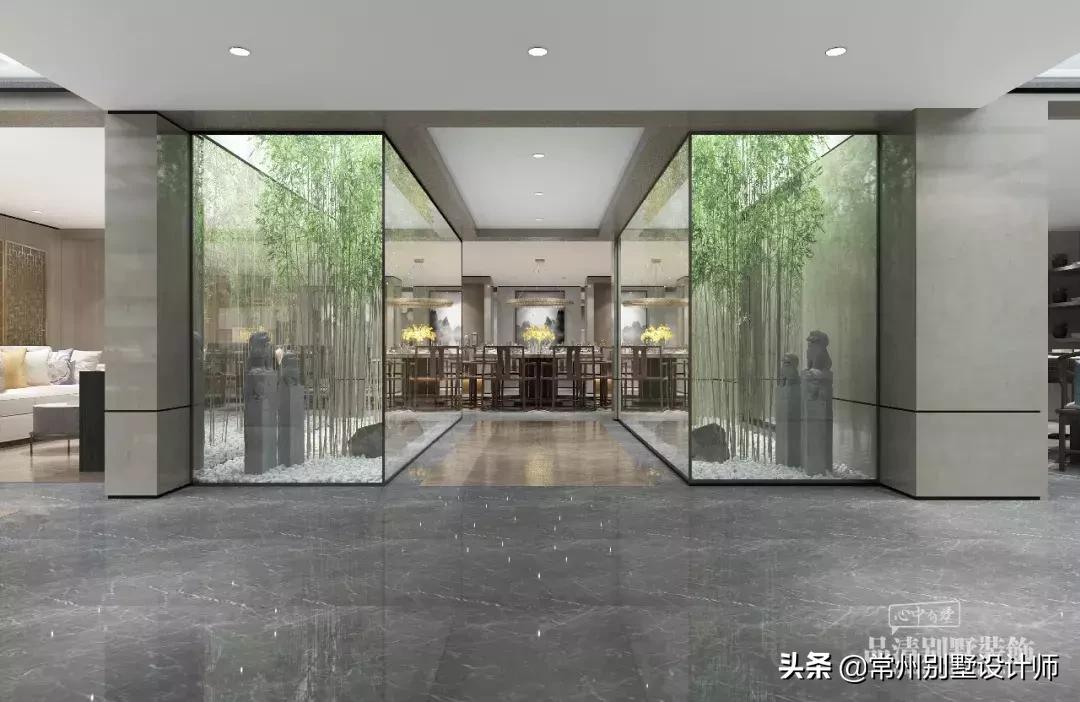 常州现代中式简约风格别墅装修,常州别墅装修空间规整的现代风格