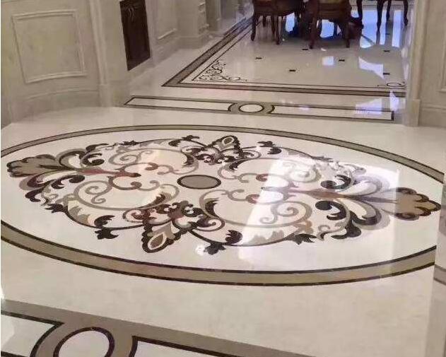 瓷砖拼砌效果图,新中式瓷砖水刀拼花效果图